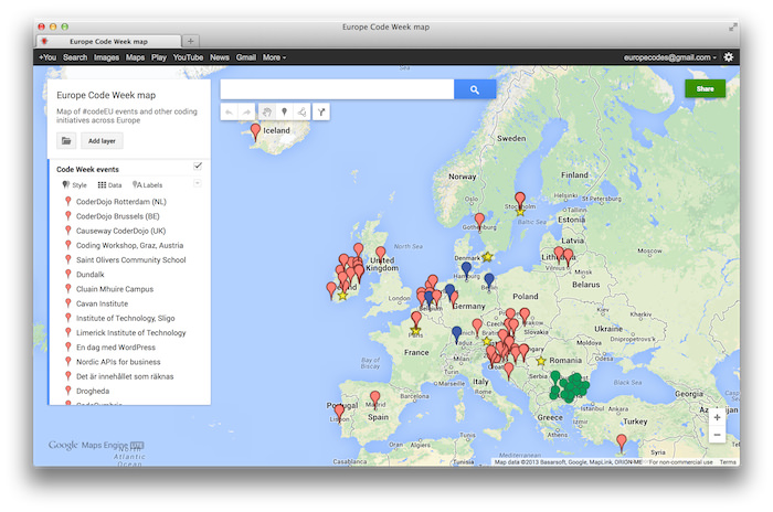 Coding Map of Europe