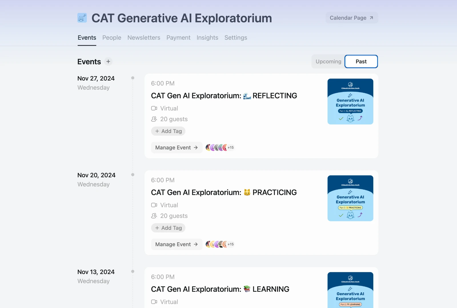 Screenshot of Exploratorium events on Luma.